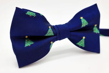 Noeud papillon de Noël "Bleu avec sapins de Noël" 2