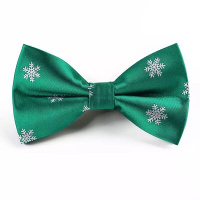 Noeud papillon de Noël "Vert avec flocons de neige"