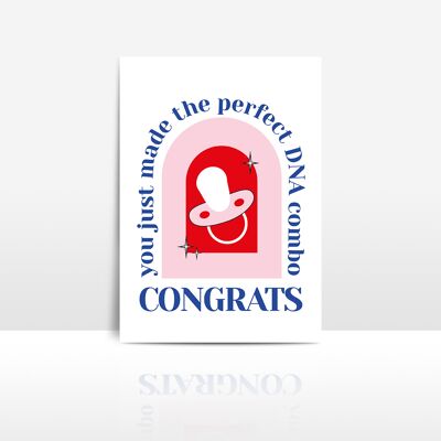 Congratulations for your baby: new born, perfect DNA card