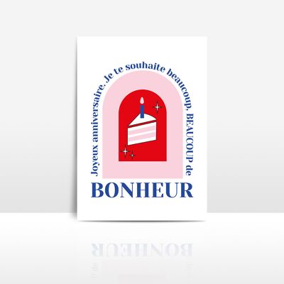 Carte joyeux anniversaire avec part de gâteau