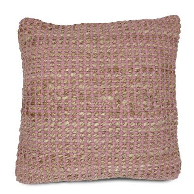 Sizo Bombay Jute/Baumwolle 45x45 cm mit Füllung_beige, schwarz, silbern Pink/Natur