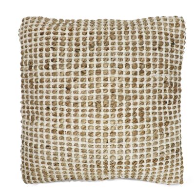 Sizo Bombay Yute/Algodón 45x45 cm con relleno_beige, negro, plata Crema/Natural