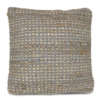 Sizo Bombay Jute/Coton 45x45 cm avec garnissage_beige, noir, gris argent/Naturel 2