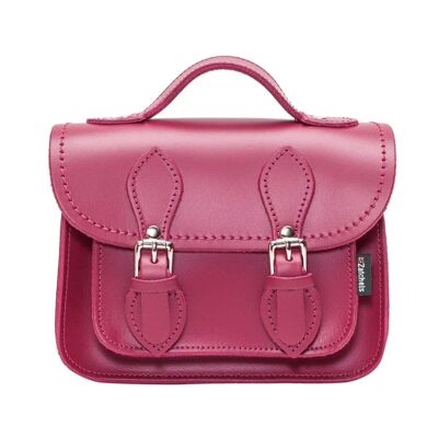 Handgemachte Micro Satchel aus Leder - Magenta