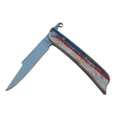 Le couteau pliant Le Montmirail île d'Yeu coque de bateau bleu-rouge-blanc