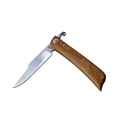 Le couteau pliant Le Montmirail en merisier - Carbone - Avec initiales