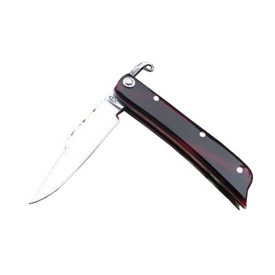 Le couteau pliant Le Montmirail en résine bordeaux, modèle unique