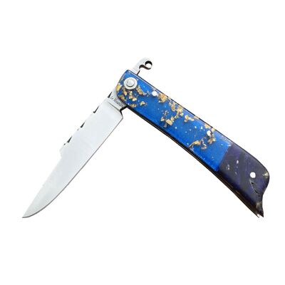 Le couteau pliant Le Montmirail en palissandre bleu, modèle unique