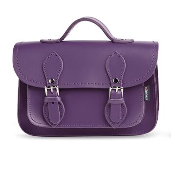 Micro Satchel Plus en Cuir Fait Main - Violet 1