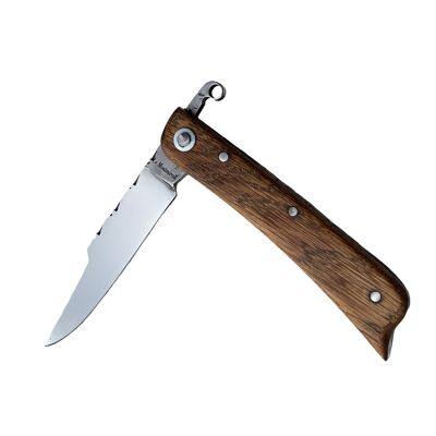 Le couteau pliant Le Montmirail en chêne - Inox - Avec initiales