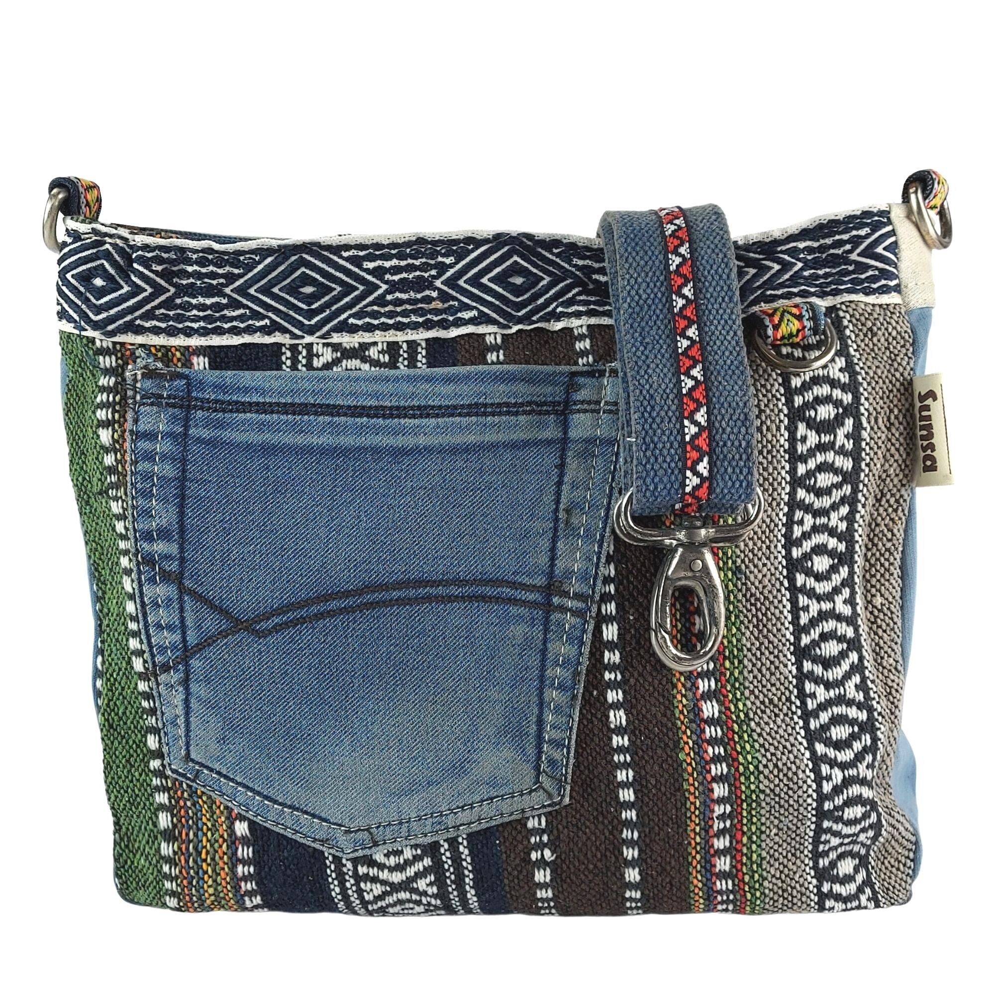 Borsa sostenibile Sunsa. Borsa a tracolla da donna Borse a tracolla in cotone e jeans, borsa a tracolla in jeans