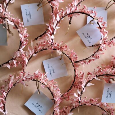 Getrocknete Blumen Stirnband | Blumenkrone | Blumenkopfschmuck | Pink und Weiß