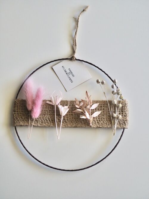Dried Flower Wreath |Jute Ribbon Wreath | Flower Loop | Pink | 30cm