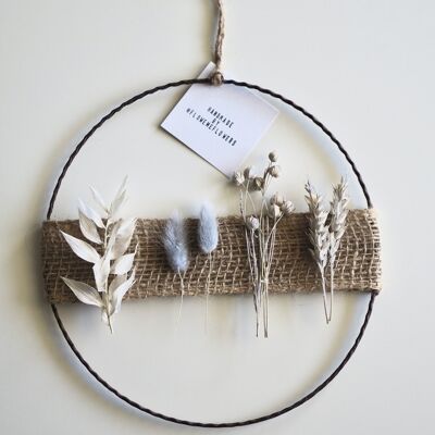 Dried Flower Wreath |Jute Ribbon Wreath | Flower Loop | Blue | 30cm