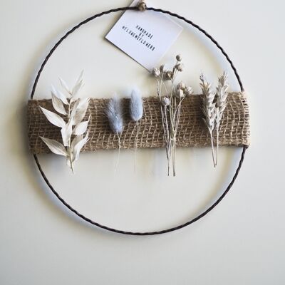 Dried Flower Wreath |Jute Ribbon Wreath | Flower Loop | Blue | 30cm