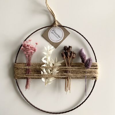 Getrockneter Blumenkranz | Jute-Schnur-Kranz | Blumenschleife | Rosa | 20 cm