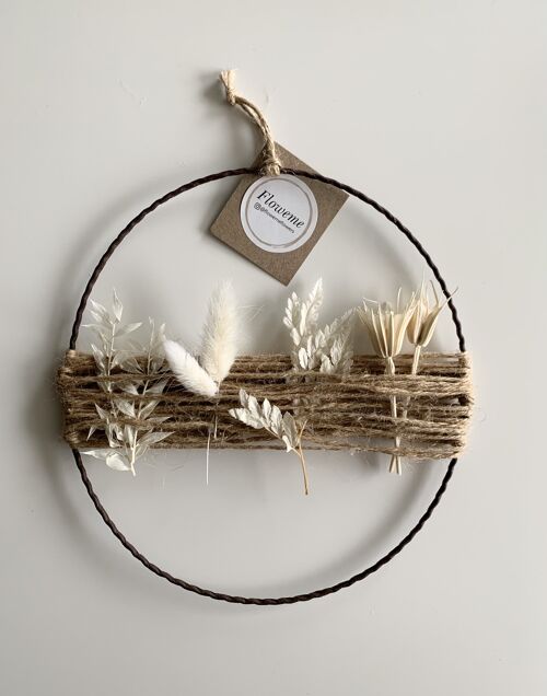 Dried Flower Wreath | Jute String Wreath | Flower Loop | White | 20cm