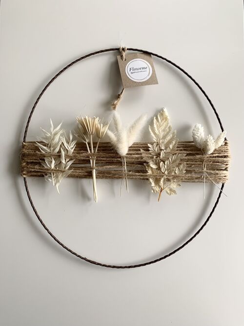 Dried Flower Wreath | Jute String Wreath | Flower Loop | White | 30cm