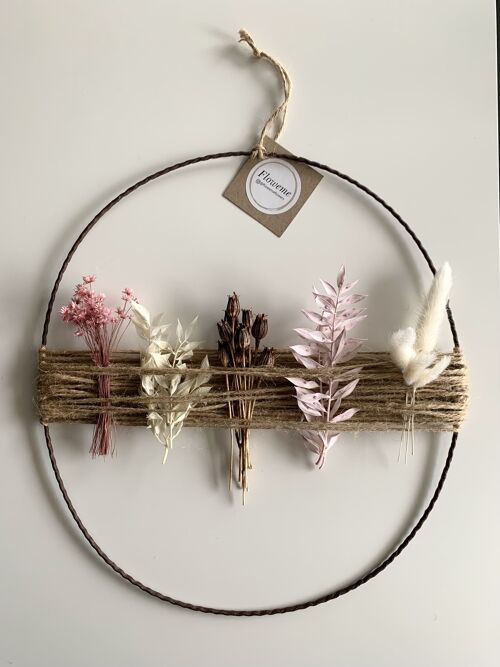 Dried Flower Wreath | Jute String Wreath | Flower Loop | Pink | 30cm