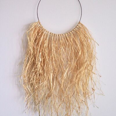 Corona de rafia Boho | Colgante de pared de rafia | 30 centimetros