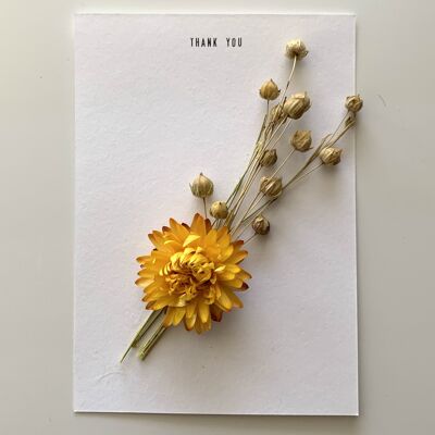 Carte de fleurs séchées | Carte de remerciement