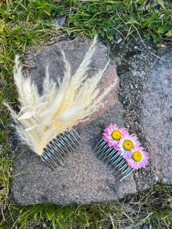 Peigne à cheveux Boho fleurs séchées | Accessoire cheveux | Naturel 3