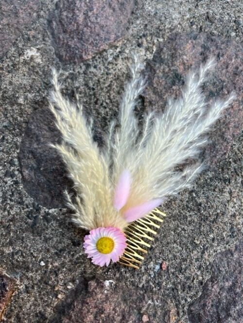 Boho Dried Flower Haircomb | Hair Accessory | Pink