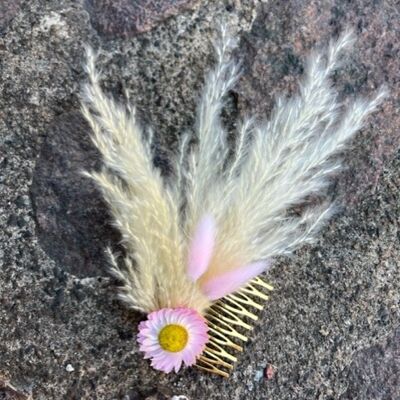 Boho Trockenblumen Haarkamm | Haarschmuck | Rosa