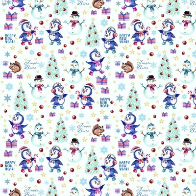 Christmas Penguins Wrapping Paper | Recyclable, Made in UK