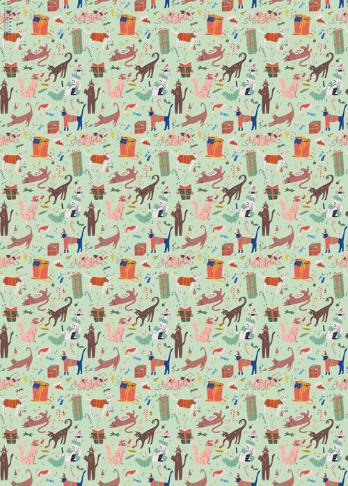 Christmas Cats Wrapping Paper | Recyclable, Made in UK