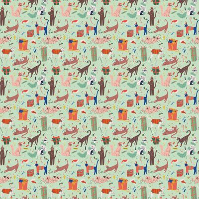 Christmas Cats Wrapping Paper | Recyclable, Made in UK