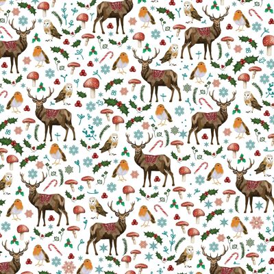 Reindeer Owl Robin  Wrapping Paper | Recyclable, Made in UK