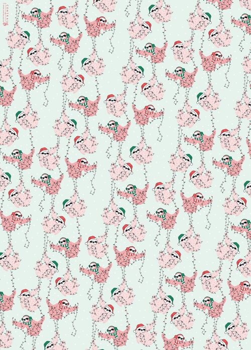 Xmas Sloths Wrapping Paper | Recyclable, Made in UK