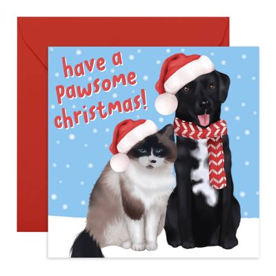 tenga una tarjeta linda de la Navidad de Pawsome | Respetuoso con el medio ambiente, fabricado en el Reino Unido.