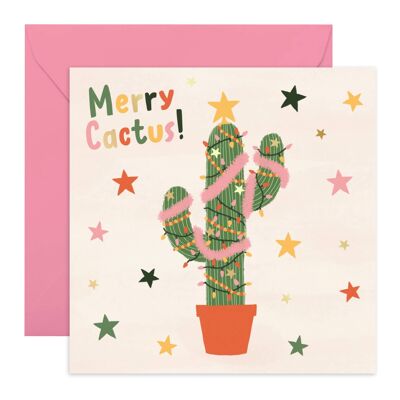 Frohe Kaktus-niedliche Weihnachtskarte | Umweltfreundlich, hergestellt in Großbritannien