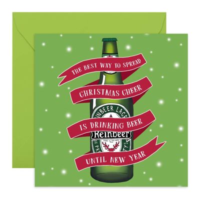 Tarjeta divertida de la cerveza de la Navidad | Respetuoso con el medio ambiente, fabricado en el Reino Unido.