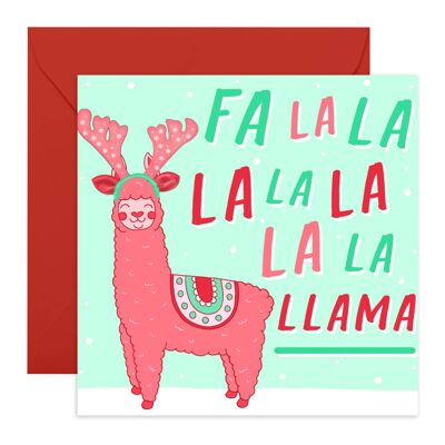 Fa La La La Lama niedliche Weihnachtskarte | Umweltfreundlich, hergestellt in Großbritannien