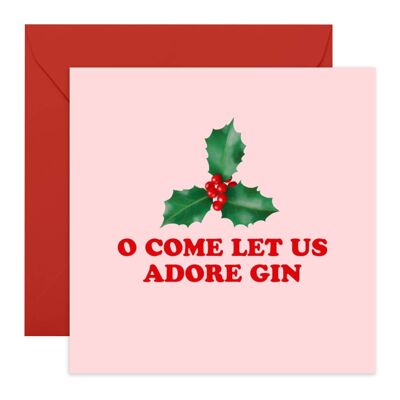 Let Us Adore Gin Christmas Card | Eco-Friendly, Made in UK