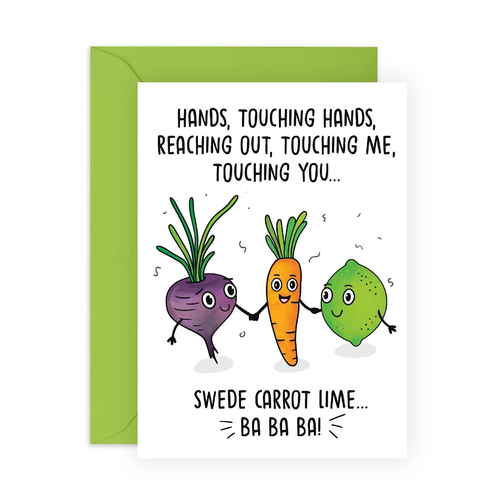 Cartolina carina con lime e carota svedese | Ecologico, prodotto nel Regno Unito