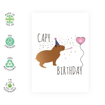 Carte mignonne d'anniversaire de Capy | Respectueux de l'environnement, fabriqué au Royaume-Uni 2