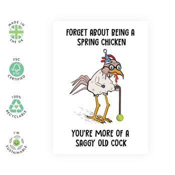 Saggy Old Cock Carte d'anniversaire drôle | Respectueux de l'environnement, fabriqué au Royaume-Uni 2