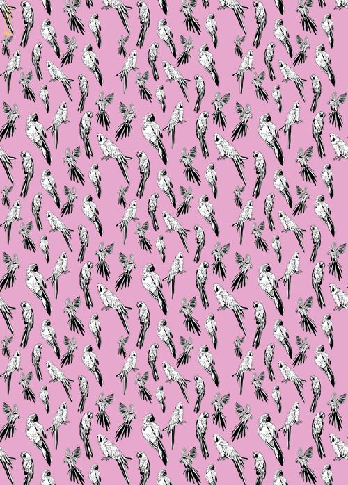 Pink Parrots Wrapping Paper | Recyclable, Made in UK