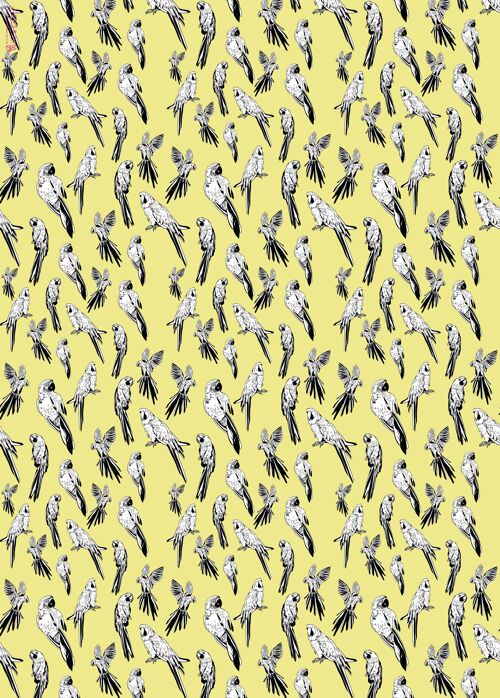 Yellow Parrots Wrapping Paper | Recyclable, Made in UK