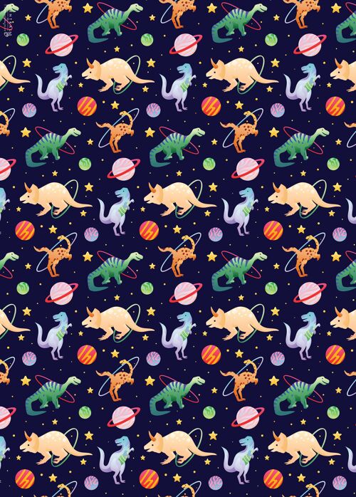 Space Dinos Wrapping Paper | Recyclable, Made in UK