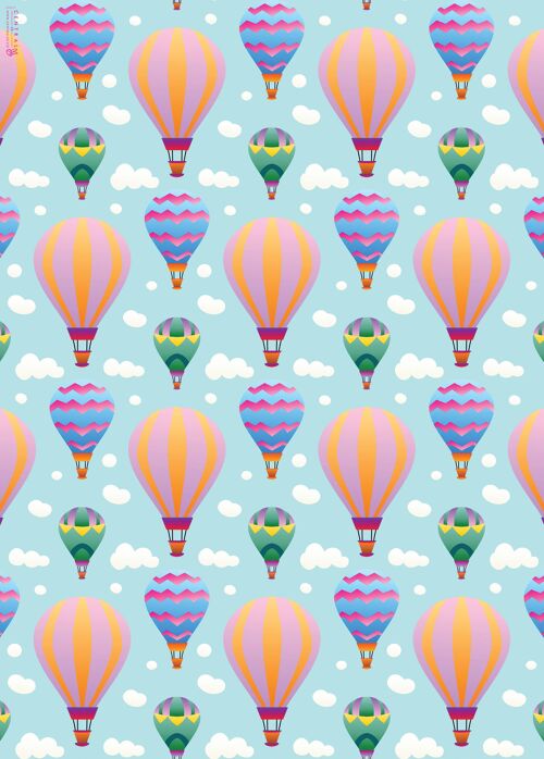 Hot Air Balloon Wrapping Paper | Recyclable, Made in UK