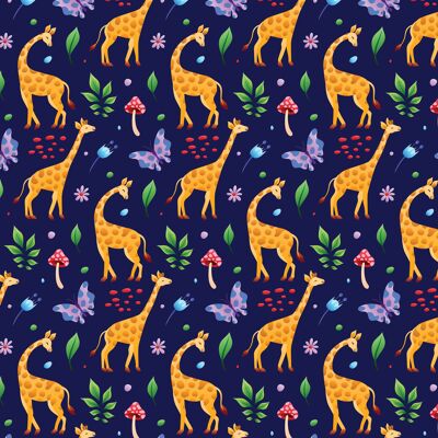Giraffe & Mushrooms Wrapping Paper | Recyclable, Made in UK