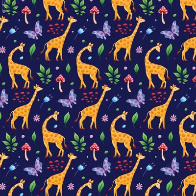 Giraffe & Mushrooms Wrapping Paper | Recyclable, Made in UK