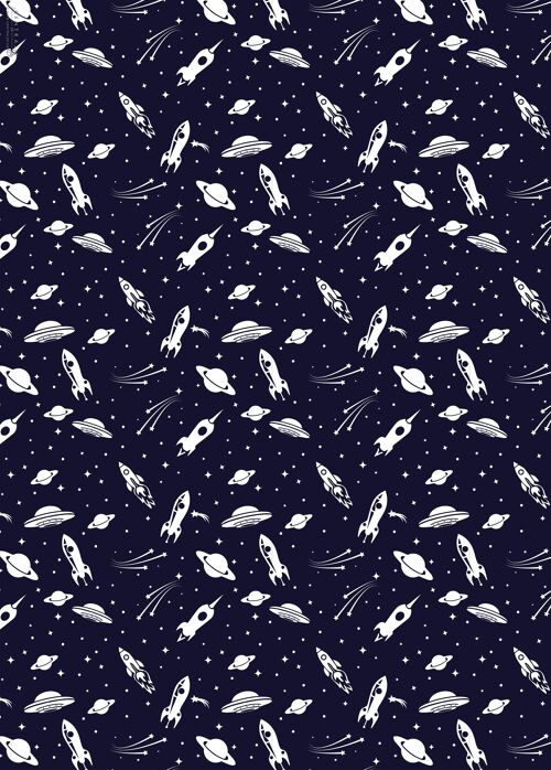 Monochrome Rockets Wrapping Paper | Recyclable, Made in UK
