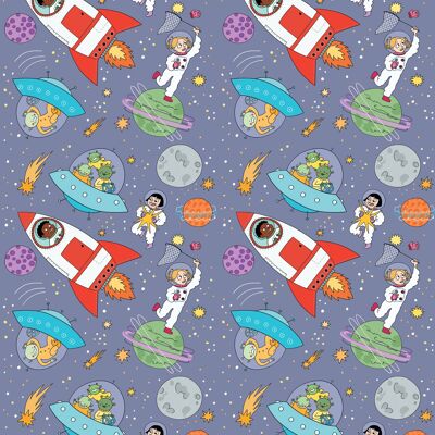 Kids & Rockets Wrapping Paper | Recyclable, Made in UK