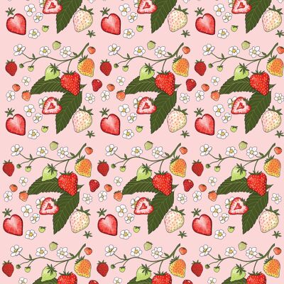Erdbeerpflanze Geschenkpapier | Recycelbar, hergestellt in Großbritannien